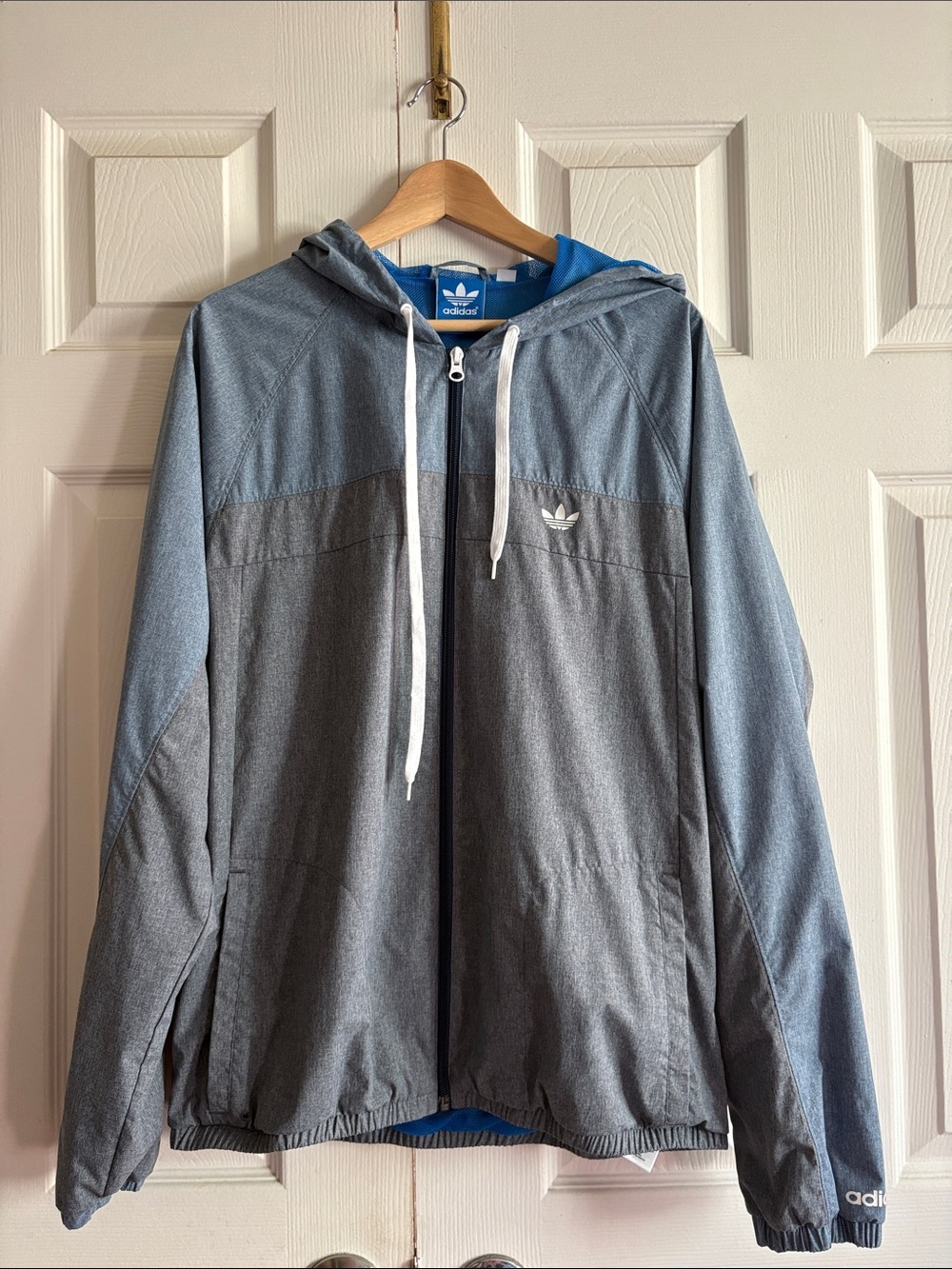 adidas Two-Tone Gray Hooded Windbreaker Jacket